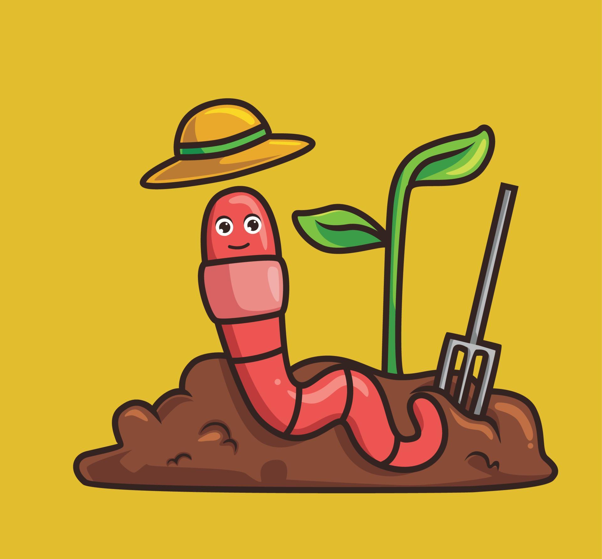 cute-worm-farming-cartoon-animal-nature-concept-isolated-illustration-flat-style-suitable-for-sticker-icon-design-premium-logo-mascot-character-vector